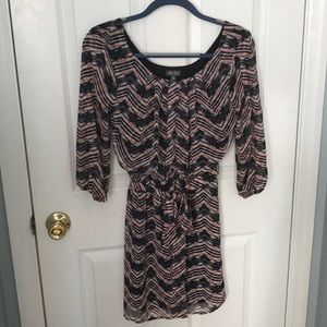 pink and black chevron dress